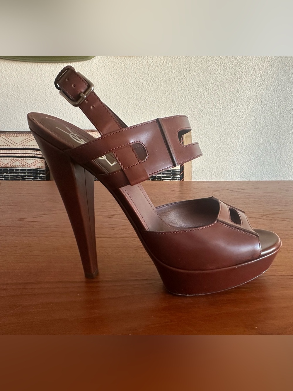 Yves Saint Laurent Cognac Brown Sandals